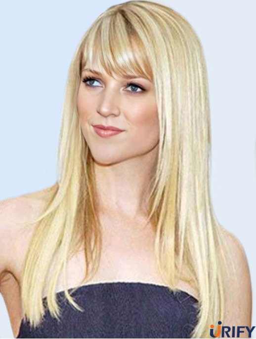 Blonde Remy Mensch lange gerade mit Pony Mono Perücken menschliches Haar
