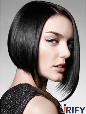 Remy Human Monofilament Kinnlänge gerade schwarze Bob Perücke