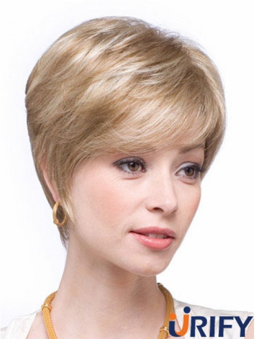 Blonde Echthaar Perücken Blonde Farbe Straight Style Layered