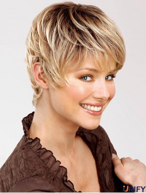 Blonde Perücken Handgebundene Kurze