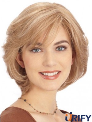Echthaar Spitze Front Monofilament Top Perücken Blonde Farbe Kinn Länge