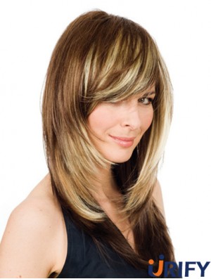 16 Zoll Blonde Long Layered Wavy bequeme Spitze Perücken
