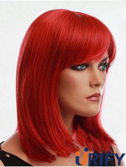 Echthaar rote Perücke mit Pony Capless rote Farbe Straight Style