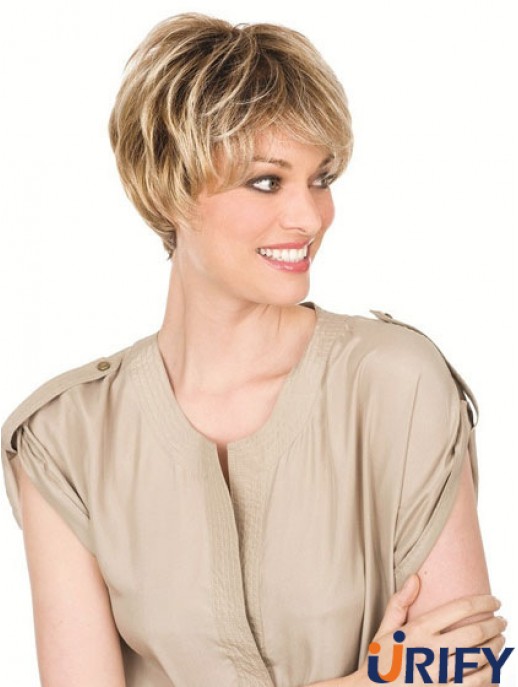 Echthaar blonde Perücken mit Lacr Front Kinn Länge Straight Style