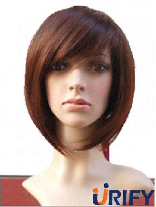 Auburn 10 Zoll gewellte kurze Remy Menschenhaar Monofilament Bob Perücken