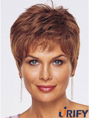 Straight Style Cropped Length Auburn Farbe Perücke