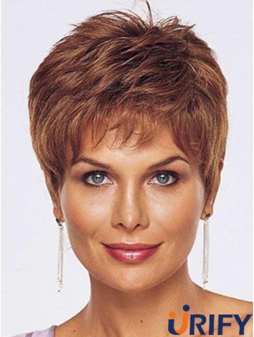 Straight Style Cropped Length Auburn Farbe Perücke