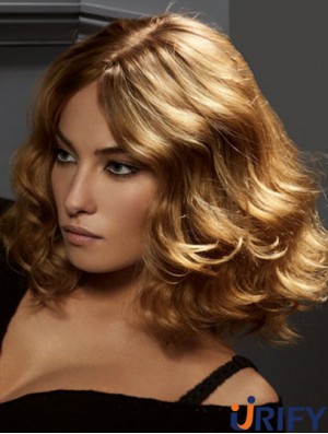Günstige Blonde Perücken Echthaar Welliger Stil Lange Länge