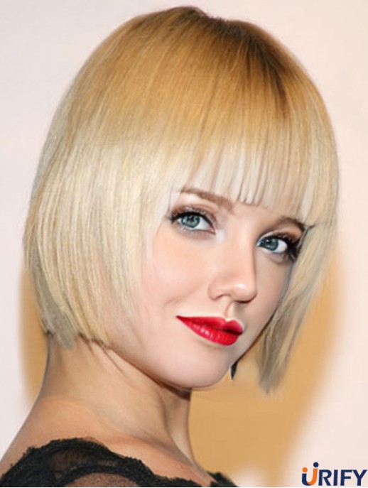 Blonde Kinnlänge 100% handgebundene 10 Zoll  Perücken