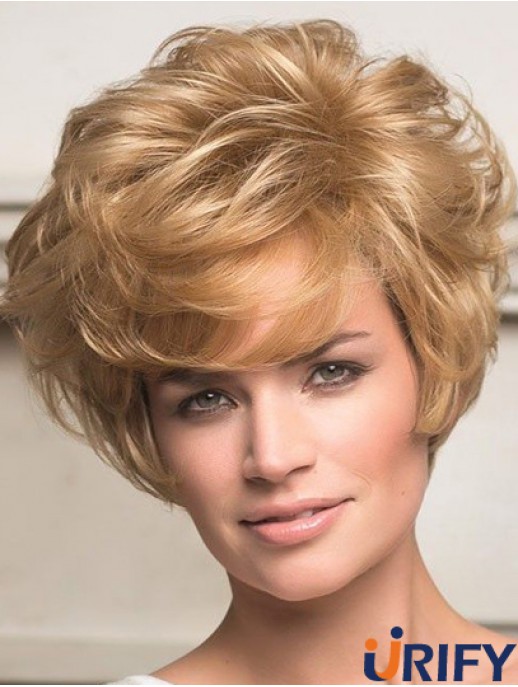 Echthaar Front Lace Perücken Short Length Wavy Style Layered Cut