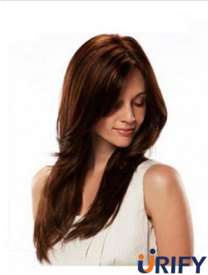 Monofilament Perücke Menschenhaar Auburn Farbe Straight Style Long Length