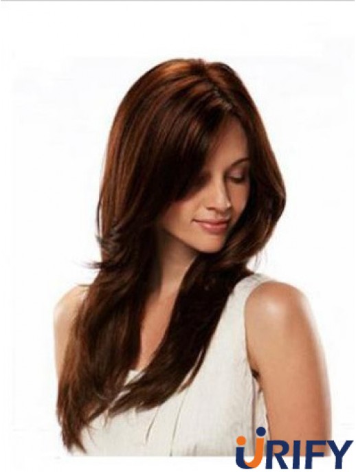 Monofilament Perücke Menschenhaar Auburn Farbe Straight Style Long Length