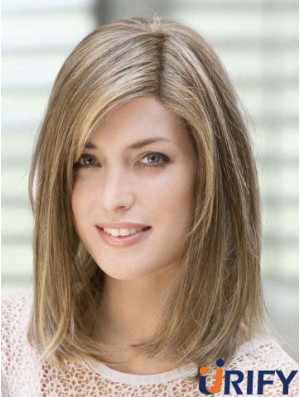 14 Zoll Flexibilität Blond mit Pony Monofilament Perücken