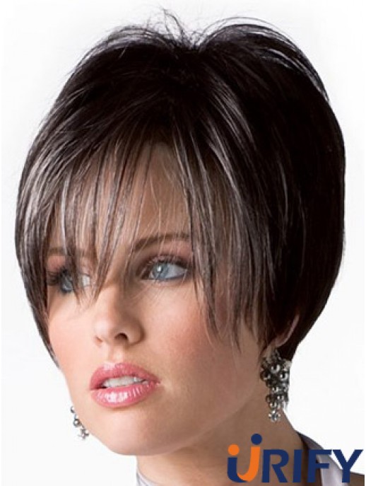 Boycuts Trendy Straight Brown kurze Echthaar Perücken