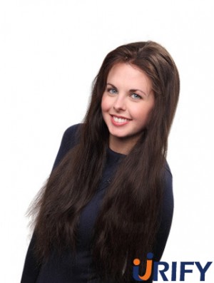 Menschenhaar Mono Crown Filler Lange Länge Braun Farbe Straight Style