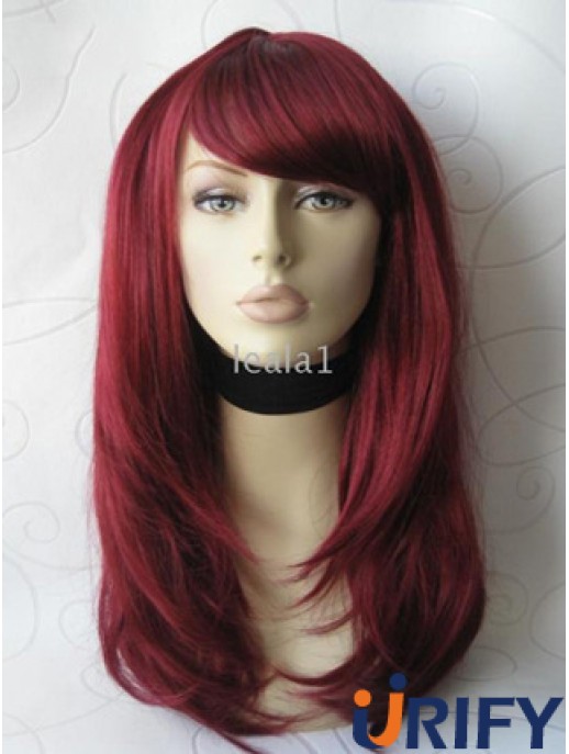 Front Lace Perücke mit Pony lange Länge gerade Stil rote Farbe
