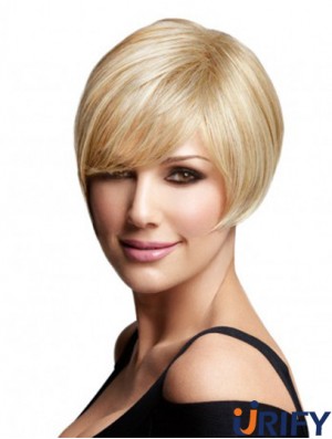 Günstige Bob Perücken Remy Human Full Lace Kinn Länge Blonde Farbe
