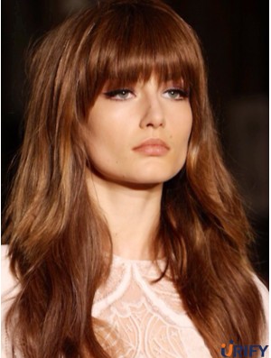 Mit Pony Long Copper Wavy 20 Zoll schöne Echthaar Perücken