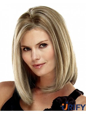 Gerade schulterlang blond 14 Zoll Spitze vorne Online Bob Perücken
