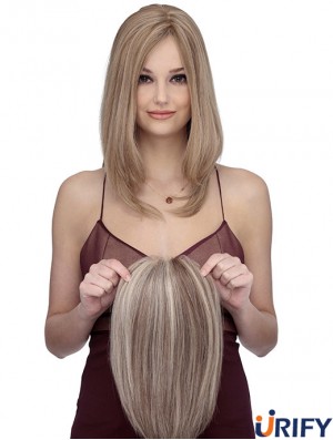 Schulterlange gerade ohne Pony Günstige blonde Spitze vorne Perücken