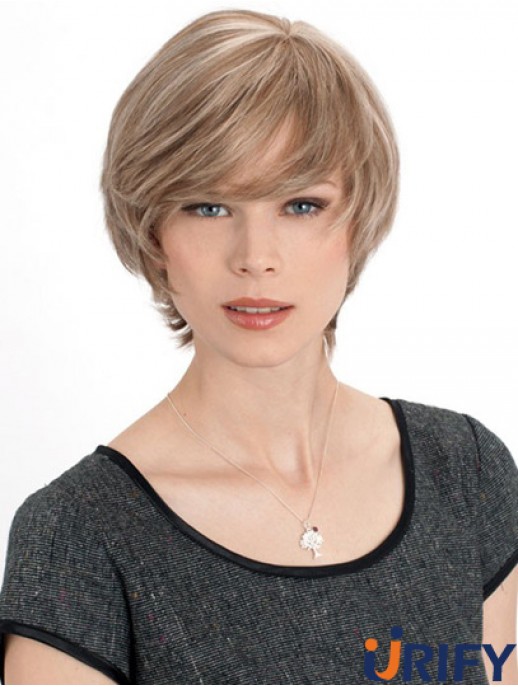 Monofilament Straight Layered Chin Länge 8 Zoll Rabatt Echthaar Perücken