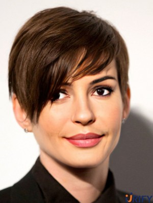 Brown Cropped Straight Boycuts Lace Front 6 Zoll  Perücken