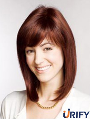 13 Zoll Auburn Schulterlänge mit Pony Straight Best Lace Perücken