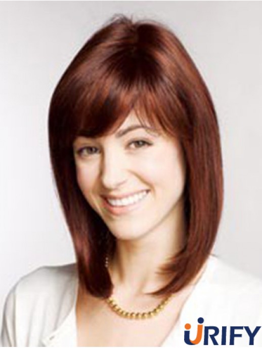 13 Zoll Auburn Schulterlänge mit Pony Straight Best Lace Perücken