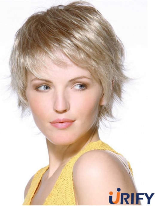 8 Zoll blonde Kinn Länge geschichtet gerade gerade wunderschöne Spitze Perücken