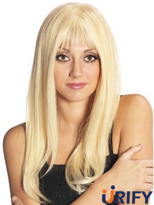 Blonde lange fabelhafte gerade mit Pony Spitze Perücken