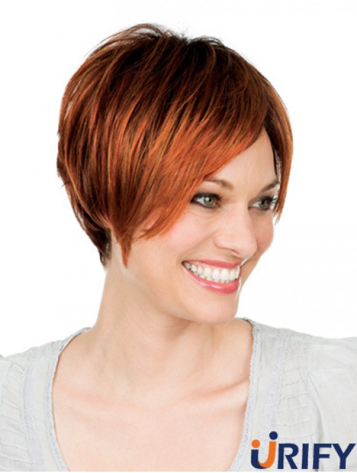 8 Zoll Auburn Short mit Pony Straight Great Lace Perücken