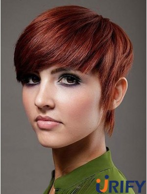 Boycuts Top Straight Red Kurzes Echthaar Perücken