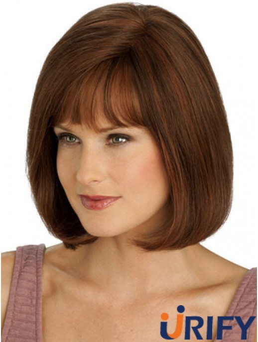 Echte Haare lange Bob Perücken mit Monofilament Straight Style Auburn Farbe