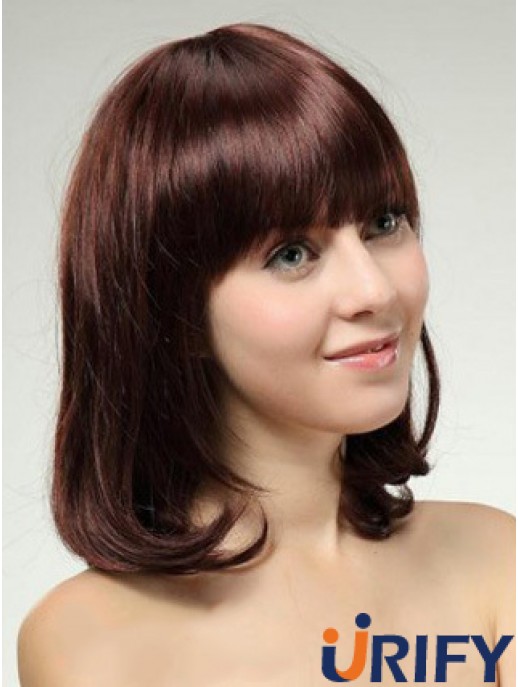 Schulterlange Bob Perücken mit Capless Remy Straight Style Auburn Farbe
