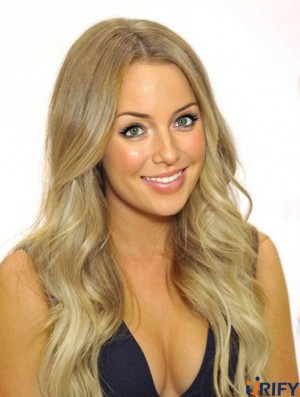 100% handgebundene Remy Long Wavy Blonde Günstige Monofaser Perücken