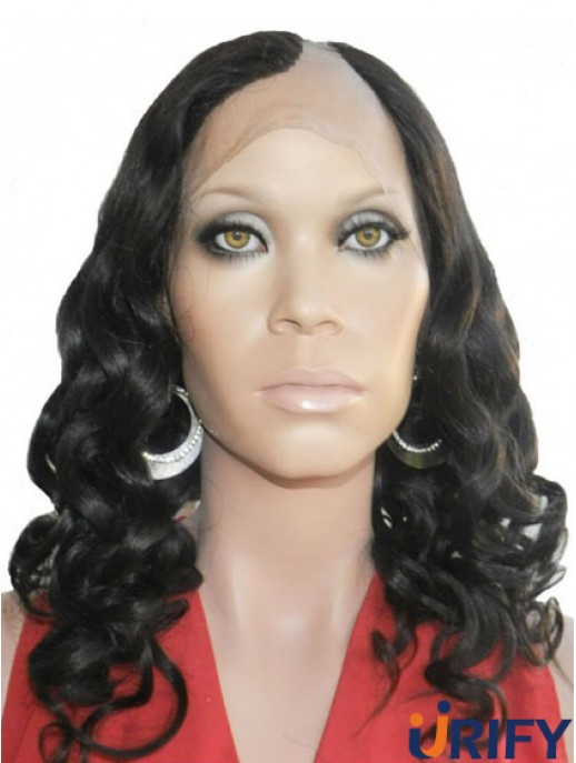 18 Zoll Lace Front Curly Black Perfekte U-Teil Perücken