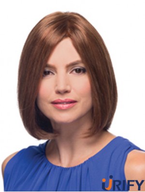 Kinnlänge Auburn Bobs Straight Günstige Monofilament Human Perücken