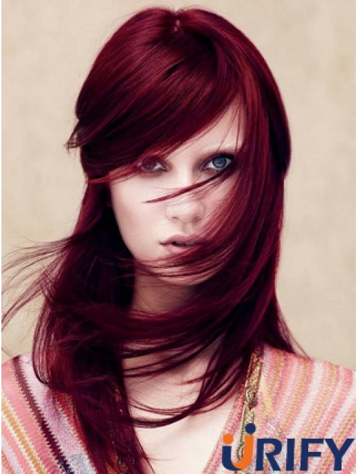 Gerade mit Pony Lace Front No-Fuss 18 Zoll Red Long Perücken