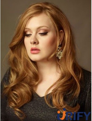 Ohne Pony Langes Kupfer Wellig 20 Zoll Schlankes Menschenhaar Adele Adkins Perücken
