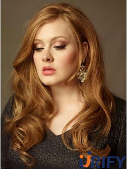 Ohne Pony Langes Kupfer Wellig 20 Zoll Schlankes Menschenhaar Adele Adkins Perücken