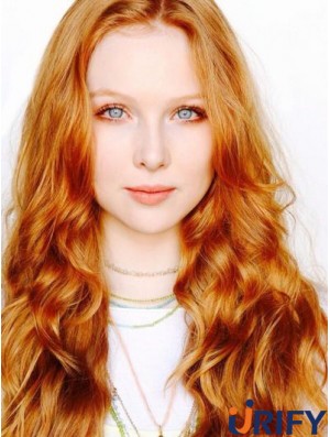 Ohne Pony Langes Kupfer Wellig 22 Zoll Geeignetes menschliches Haar Molly Quinn Perücken