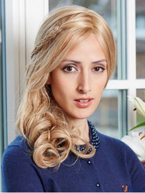 Geschichtete unglaubliche wellige blonde blonde schulterlange Echthaarperücken