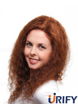 Curly Auburn Remy Human 100% handgebundene Mono Perücken