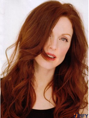 Ohne Pony Long Copper Wavy 20 Zoll Great Human Hair Julianne Moore Perücken