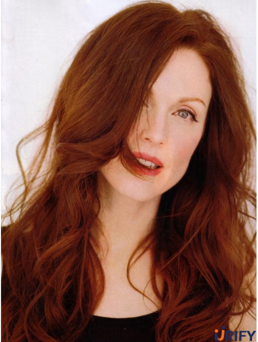 Ohne Pony Long Copper Wavy 20 Zoll Great Human Hair Julianne Moore Perücken