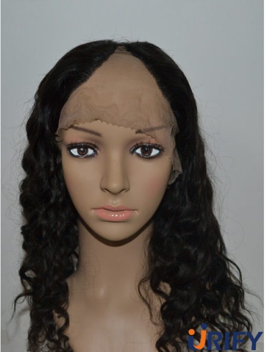 Online Black Long Curly U Teil Perücke