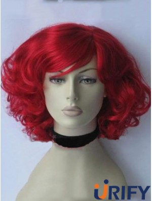 Curly With Bangs Kinnlänge Red Gorgeous Lace Front Perücken