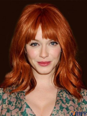 Capless Wavy With Bangs Schulterlange 16 Zoll Schöne Menschenhaar  Perücken