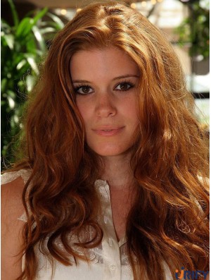 Ohne Pony Langes Kupfer Welliges 20-Zoll-Naturhaar Kate Mara Perücken