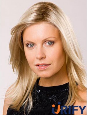 Blonde Straight Long ohne Pony 100% handgebundene billige Perücken